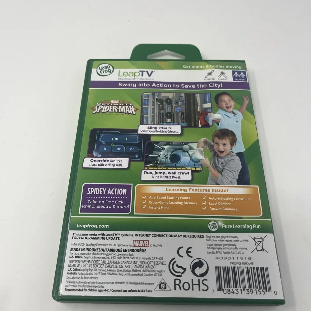 Leap Frog Leap‎ TV Marvel Ultimate Spiderman Educational Video Game With Manual